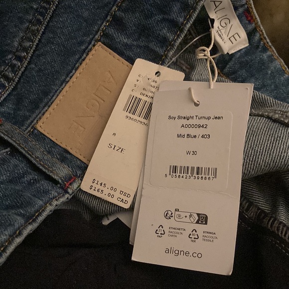 ALIGNE Soy Turn Up Straight Leg Jeans in Mid Blue - Picture 7 of 12